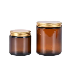 3oz, 8oz, 100ml, 250ml, and 500ml Amber Glass Candle Jars with Metal Lids