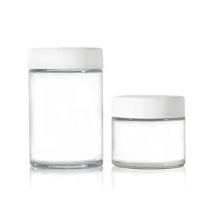 3oz Clear Child Resistant Glass Jar with Black Child Resistant Lid Airtight Smell Proof Stash Jar for Herb Flower Jar
