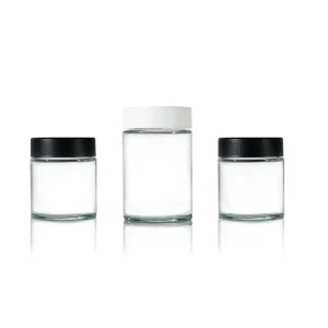 3oz Clear Child Resistant Glass Jar with Black Child Resistant Lid Airtight Smell Proof Stash Jar for Herb Flower Storage