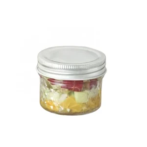 4 oz 100 ml Quilted Diamond Glass Jelly, Jam, or Caviar Jar with Canning Lid for Food Storage