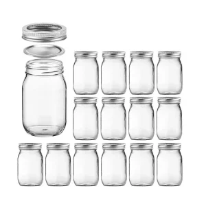 4 oz 8 oz 16 oz 25 oz 32 oz Wide Mouth Glass Canister Mason Jar with Lids for Honey, Jam and Jelly