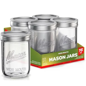 4 oz 8 oz 16 oz 32 oz Clear Wide Mouth Glass Mason Jars with Metal Lids for Canning and Food Storage
