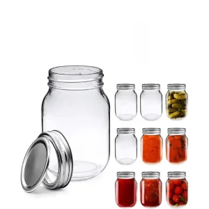 4 oz 8 oz 16 oz Clear Wide Mouth Glass Mason Jar with Metal Lid for Canning and Food Storage