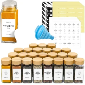 4 oz Bulk Kitchen Glass Spice Storage Container Jars Set for Spices with Bamboo Lid