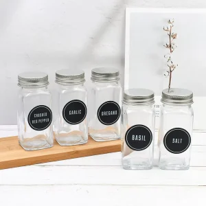 4 oz French Square Glass Spice Bottle