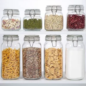 4000ml Glass Food Storage Jar with Airtight Clamp Lid for Flour, Cereal, Coffee, Pasta, and Canning