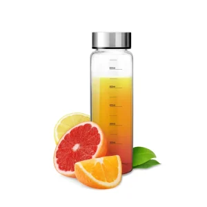 400ml BPA Free High Borosilicate Glass Water Bottle Heat Resistant & Leak Proof with Stainless Steel Lid Glass Water Bottle