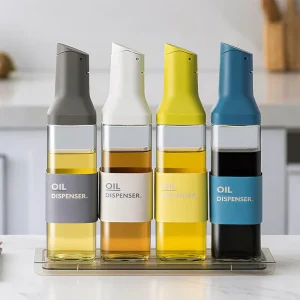 400ml Clear Glass Olive Oil Dispenser Bottle for Cooking with Lid