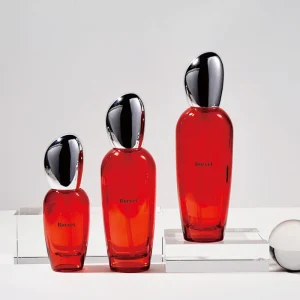 40ml 120ml Luxury Cosmetic Packaging Set Empty Skincare Red Round Lotion Foundation Glass Bottle with Pump Container
