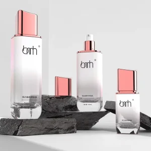 40ml 50g 100ml 120ml Pink White Empty Glass Cosmetic Bottles with Pump or Dropper for Face Cream and Serum