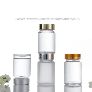 40ml 75ml 100ml 120ml Frosted Round Glass Pill Bottle with Screw Cap