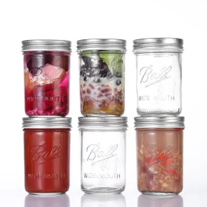 450ml 16oz Empty Wide Mouth Glass Mason Jar with Metal Lid for Food Storage