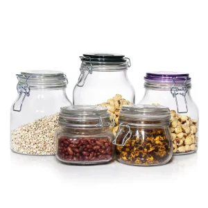 450ml 750ml Glass Candy Jars with Silicone Gaskets and Metal Clip
