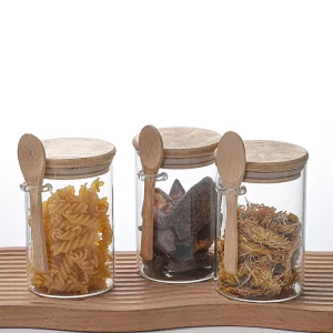 450ml Borosilicate Glass Food Storage Jar with Bamboo Lid and Spoon
