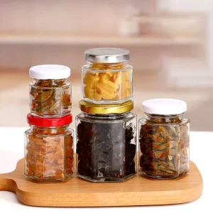 45ml 60ml 85ml 100ml 180ml 280ml 380ml 500ml 730ml Hexagon Glass Honey Jam Jar