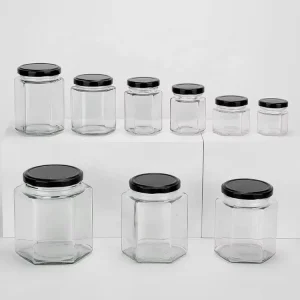 45ml 60ml 85ml 100ml 180ml 280ml 380ml 500ml 730ml Hexagonal Glass Container With Lid for Jam