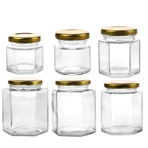 45ml 60ml 85ml 100ml 180ml 280ml 380ml 500ml 730ml Transparent Hexagon Honey Jar