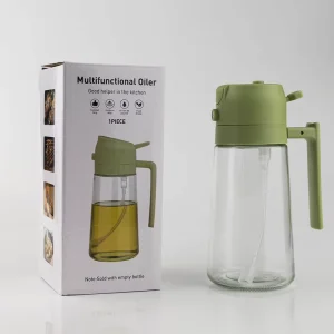 470ml 2-in-1 Glass Oil Sprayer and Dispenser Bottle with Automatic Press
