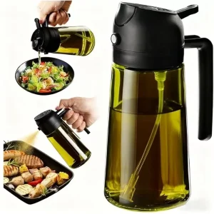 470ml Glass Olive Oil Sprayer Bottle 2 in 1 Oil Dispenser and Sprayer for Cooking Kitchen Air Fryer Salad BBQ