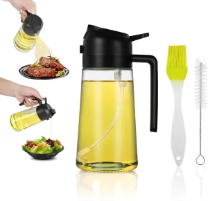 470ml Mist 2 in 1 Olive Oil Dispenser Bottle Premium Glass Oil Spray Bottle Oil Sprayer for Cooking