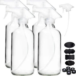 480ml 16oz Clear Refillable Glass Spray Bottle for Essential Oils with Trigger Sprayer