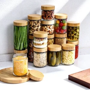480ml Wide-Mouth Round Glass Cookie and Food Storage Jar with Bamboo Lid