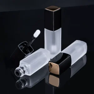 4ml Square Glass Lip Gloss Bottle Tube with Pump Sprayer, Hot Stamping, and UV Coating