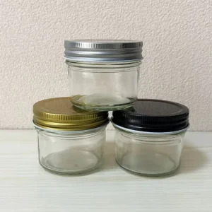 4oz 120ml Clear Wide Mouth Glass Mason Caviar Jar with Gold, Black, or Silver Lid for Food Storage and Canning