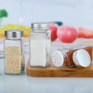 4oz 6oz Kitchen Seasoning 120ml Spice Herb Bottle Clear Salt Pepper Shaker Glass Spice Jars with Stainless Lid