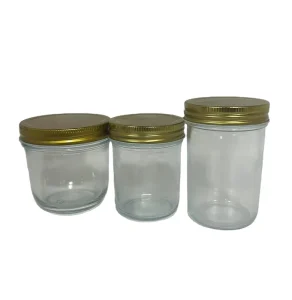 4oz 8oz 10oz 12oz Clear Glass Mason Food Jars with Silicone Sealing Lids for Caviar, Honey, and Jam