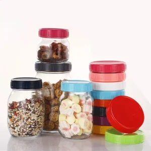 4oz 8oz 16 Oz 32oz Empty Clear Canning Ginger Food Storage Glass Ball Mason Jar With Plastic Screw Lids for Canning
