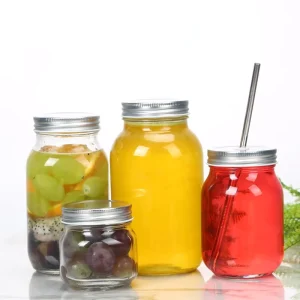 4oz 8oz 16oz Clear Wide Mouth Glass Mason Canning Food Storage Jars with Metal Lids