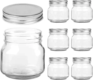 4oz 8oz 16oz Clear Wide-Mouth Glass Mason Canning Jars with Tinplate Lids