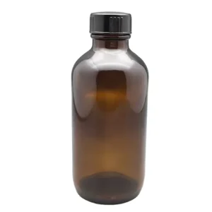 4oz Amber Boston Round 120ml Glass Bottle Black Bakelite Cap Screen Printing Rubber Stopper for Pharmaceutical Use