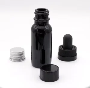 4oz Black Boston Glass Dropper Bottle, Custom