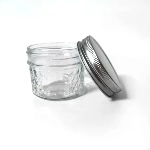 4oz Diamond Glass Jam and Candy Storage Jar with Aluminum Lid