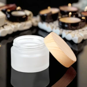 5-100g Frosted Amber Glass Face Cream Jar with Plastic Lids