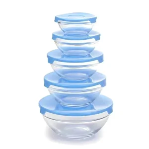 5 PCS Glass Containers Glass Bowl Set With Plastic Lid Glass Meal Prep Containers