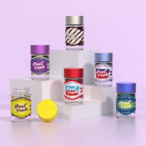 5 Pack 50ml Clear Dry Flower Glass Jars with Child-Proof Smell-Proof Lids