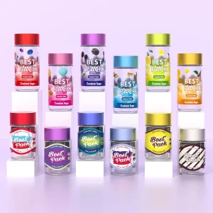 5 Pack 50ml Glass Bottles with Screw Caps, Smell-Proof Child-Resistant Packaging, 2.5g Roll Jars