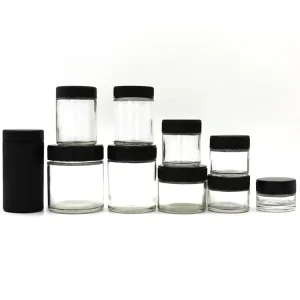 5-Pack Airtight Child-Resistant Glass Packaging Jars with Colored Aluminum or Plastic Lids