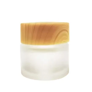 5 ml 5 g Clear Frosted Glass Screw Cream Jar with Bamboo-Effect Plastic Lid