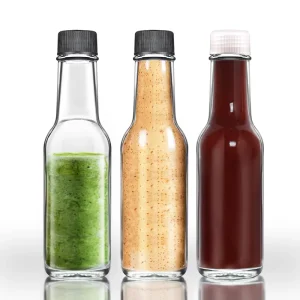 5 oz Small Hot Sauce Bottles for Canning Clear Glass Sauce Bottle with Black Plastic Leakproof Caps