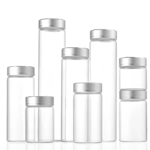 50 ml 150 ml 260 ml Empty Wide-Mouth Cylinder Glass Bottle Jar for Nuts Sauce Honey and Pickles with Screw Aluminum Lid