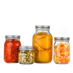 500 ml 1000 ml Round Clear Glass Storage Jars with Split-Type Mason Lid for Canning Food