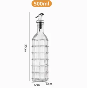 500ml 16Oz Glass Bottles Olive Oil Dispenser Bottle Clear Oil and Vinegar Cruet with Stainless Steel Spout for Kitchen with Cork