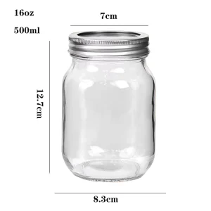 500ml 16oz Glass Mason Canning Jar With Lid for Fermenting Preserving Baby Food Jam and Jelly