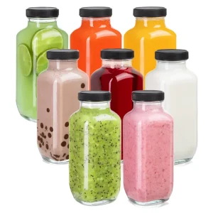 500ml 16oz Square Borosilicate Glass Screw Cap Juice Jar with Screen Printing