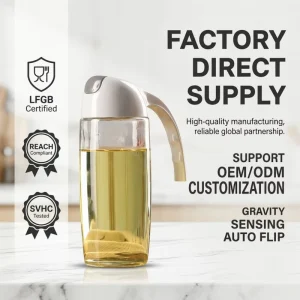 500ml 17oz Glass Oil Dispenser Bottle Leakproof Silicone Sealed Non Slip Mouth Kitchen Cooking Oil Vinegar Storage Jar
