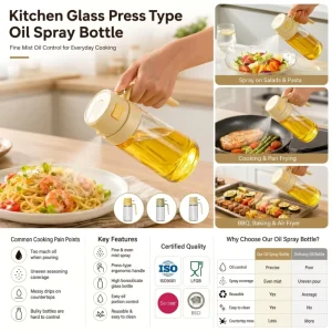 500ml 2-in-1 High Borosilicate Glass Oil Sprayer and Dispenser for Kitchen Cooking and Air Fryer